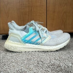 Adidas White and Blue Sneakers with Boost Midsole